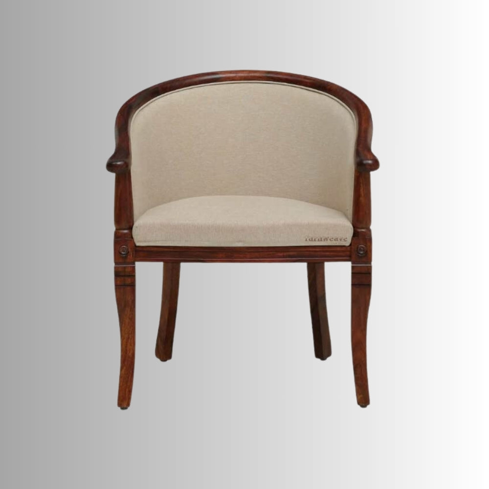 Sukriya Wooden Upholstered Arm Chair (Walnut Finish)