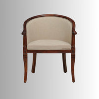 Sukriya Wooden Upholstered Arm Chair (Walnut Finish)