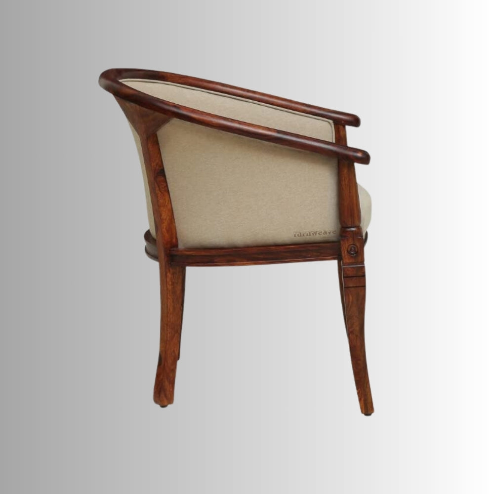 Sukriya Wooden Upholstered Arm Chair (Walnut Finish)