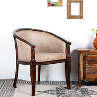 Sukriya Wooden Upholstered Arm Chair Leatherite