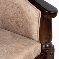 Sukriya Wooden Upholstered Arm Chair Leatherite (Walnut Finish)