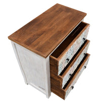 Origa Wooden Carved Chest of Drawers (White Distress)