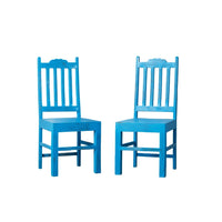 Keval Wooden Dining Chair (Blue Distress) Set of Two