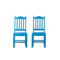 Keval Wooden Dining Chair (Blue Distress) Set of Two