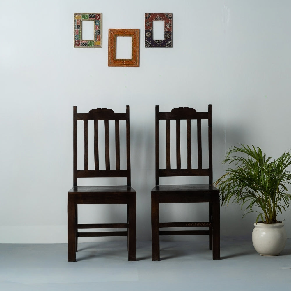 Keval Wooden Dining Chair (Walnut) Set of Two