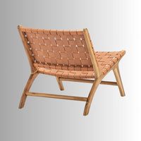 Tulipa Wooden Handwoven leather Chair (Natural)