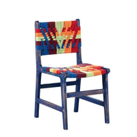 Wikia Wooden Handwoven Chair (Blue Distress)