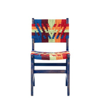 Wikia Wooden Handwoven Chair (Blue Distress)