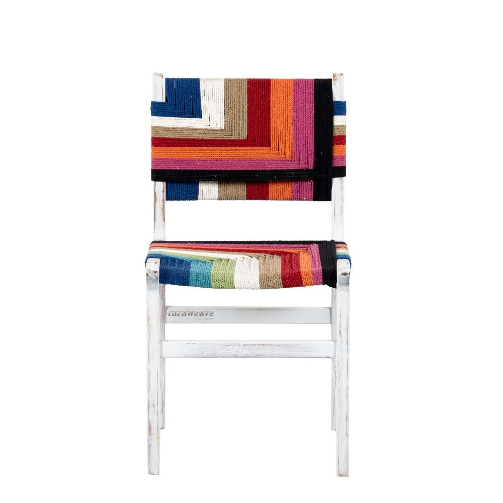 Wikia Wooden Handwoven Chair (White Distress)