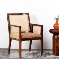 Jamil Wooden Rattan Arm Chair