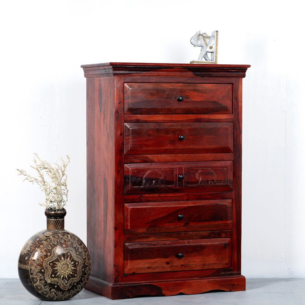 Eleph Wooden Chest of Drawers (Mahagony)