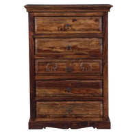 Eleph Wooden Chest of Drawers (Teak brown)