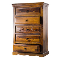 Eleph Wooden Chest of Drawers (Honey)