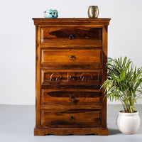 Eleph Wooden Chest of Drawers (Honey)