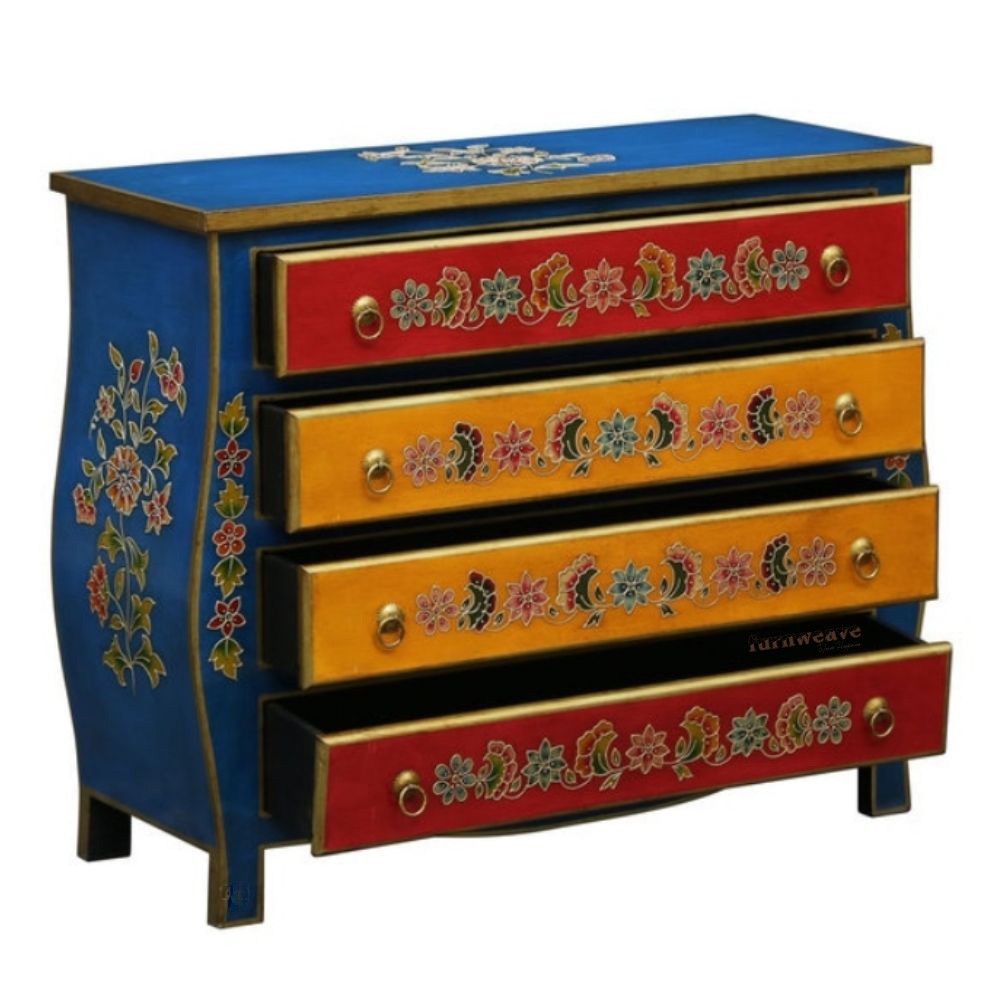 Shrenik Wooden Handpainted Chest of Drawer Cabinet