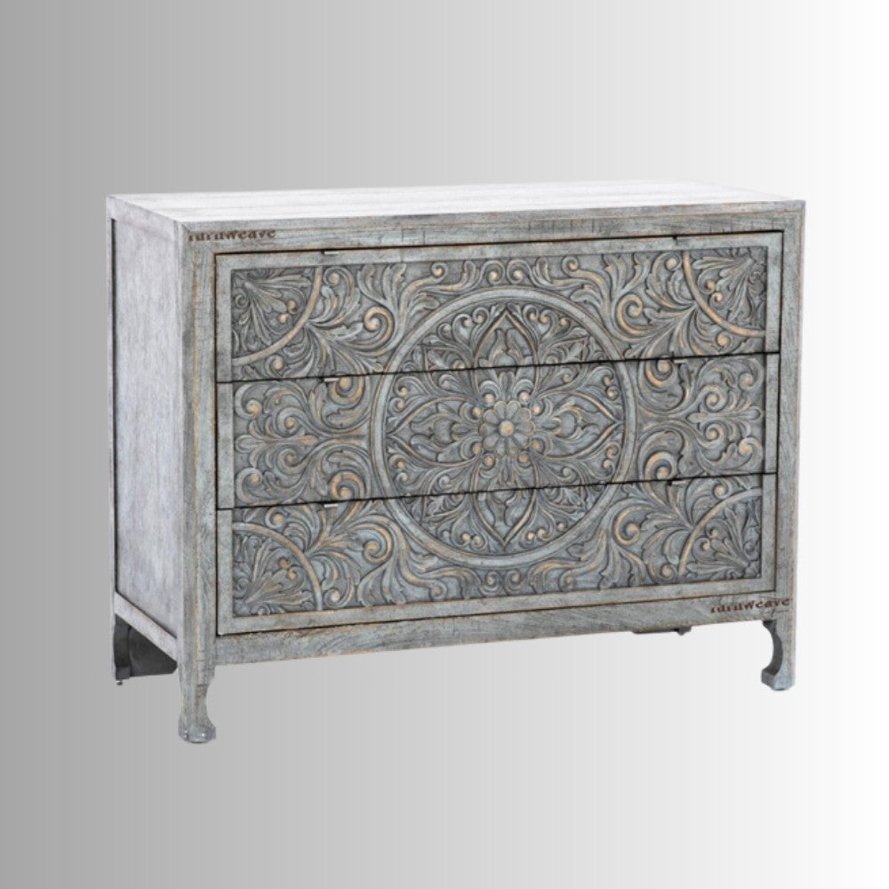 Kina Wooden Rustic Chest of Drawer (Antique Grey)