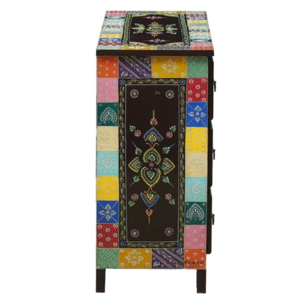 Shanka Wooden Handpainted Chest of Drawer Cabinet