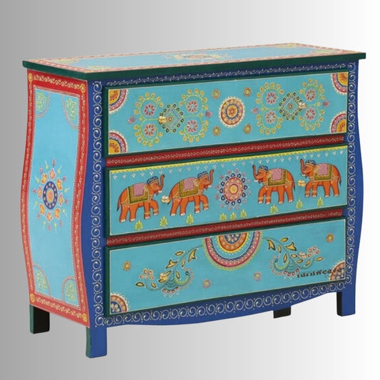 Amrit Wooden Chest of Drawers (Blue)