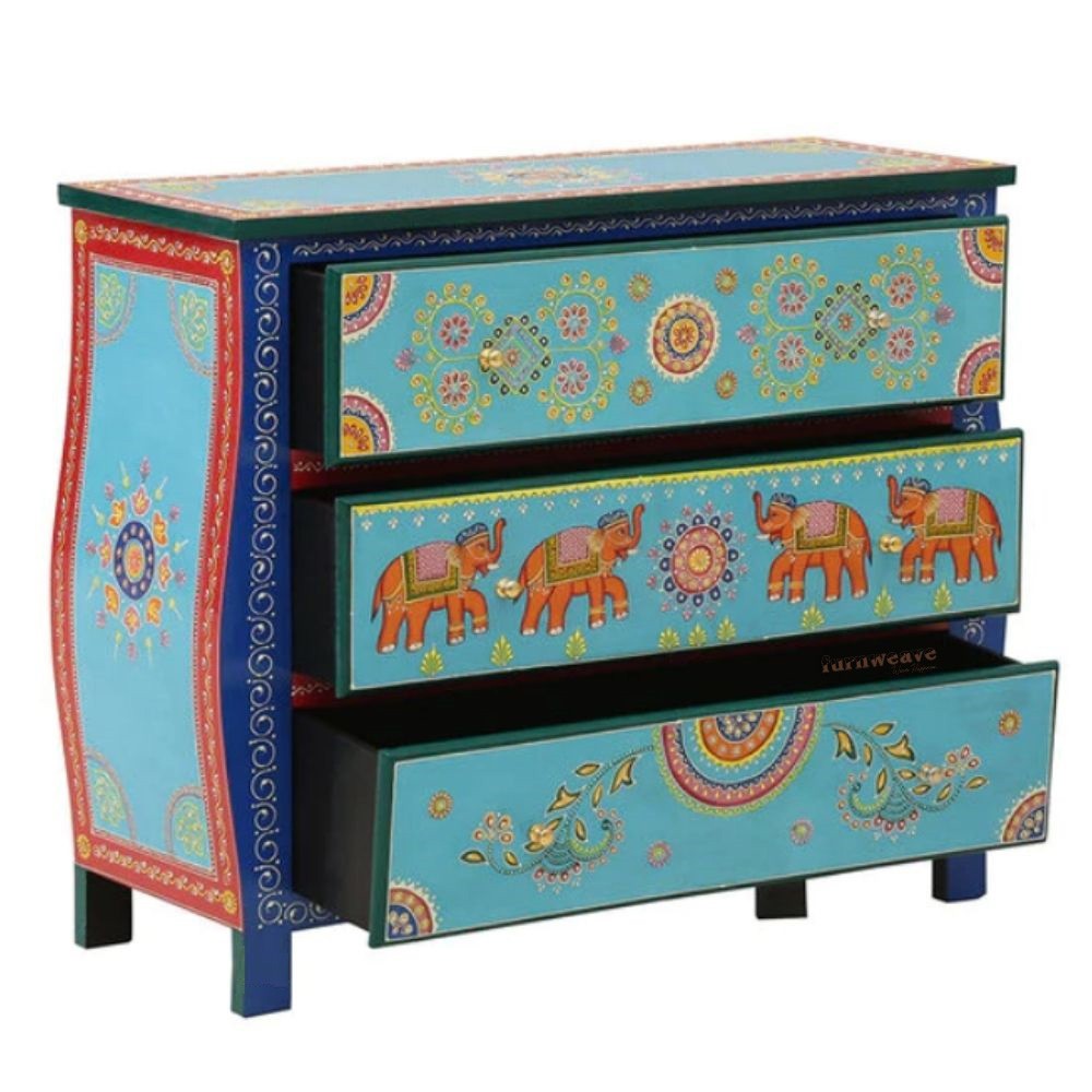 Amrit Wooden Chest of Drawers (Blue)