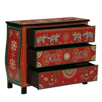 Amrit Wooden Chest of Drawers (Red)