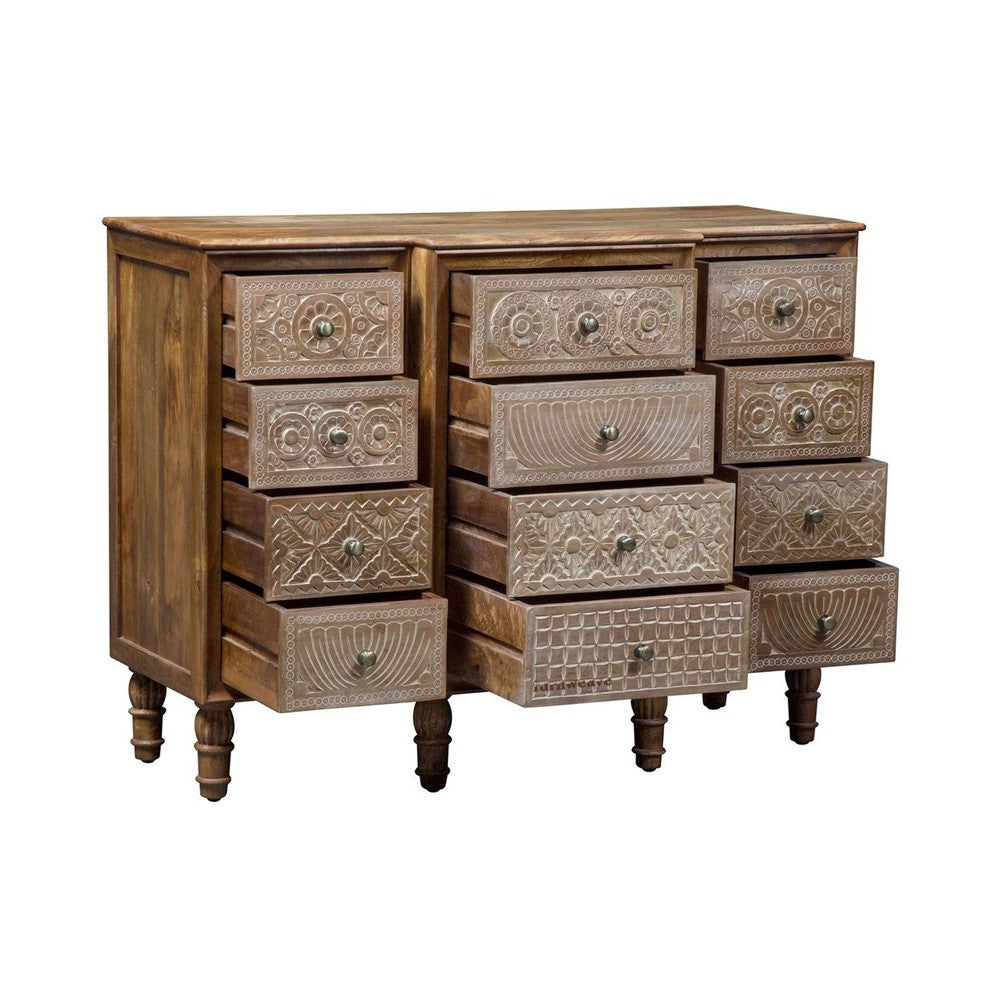 Kehsta Wooden Carved Chest of Drawers (Natural)