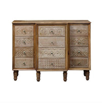 Kehsta Wooden Carved Chest of Drawers (Natural)