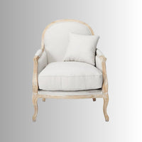 Wifae Wooden Upholstered Designer Arm Chair (White)