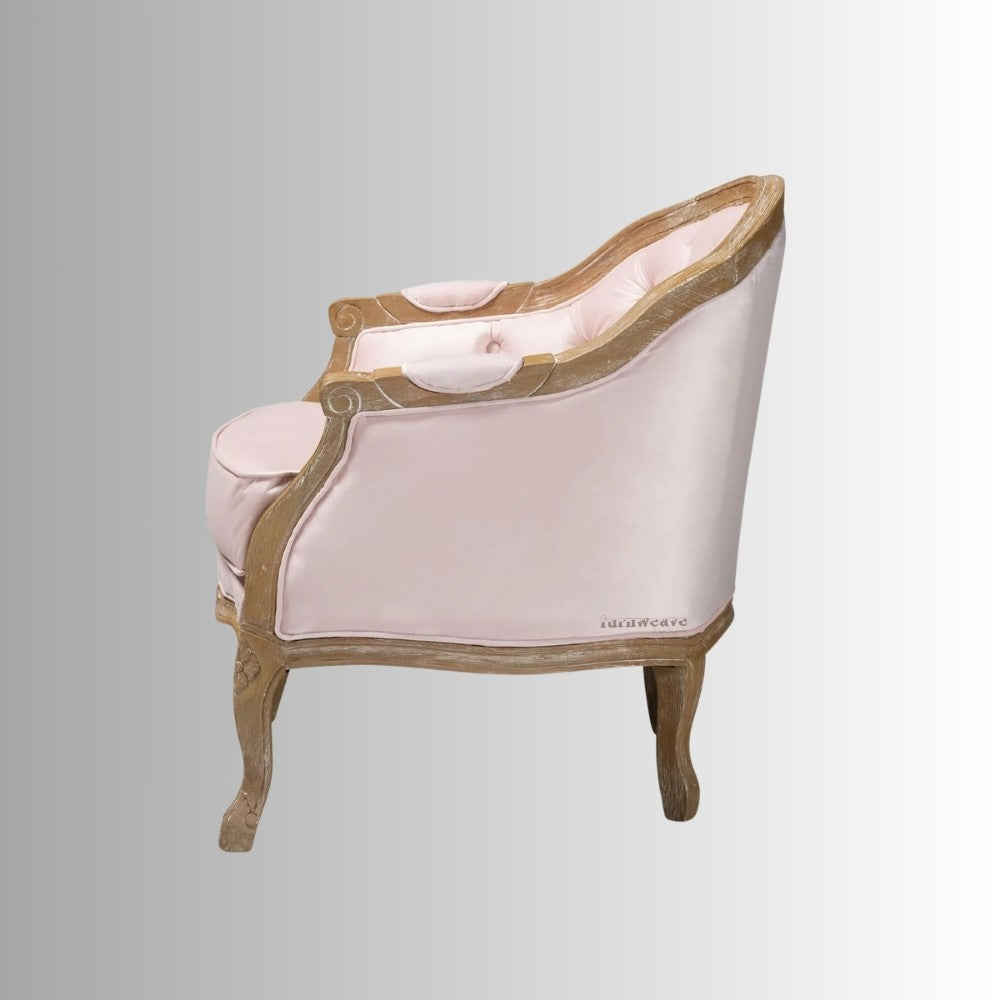 Rose Wooden Carved Arm Chair (Brown Distress)