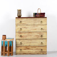 Jenka Wooden Designer Chest of Drawers (Pale Distress)