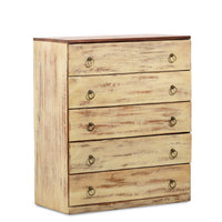 Jenka Wooden Designer Chest of Drawers (Pale Distress)