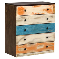 Jenka Wooden Designer Chest of Drawers (Distress)