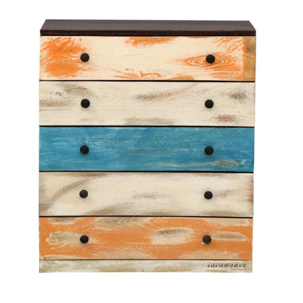 Jenka Wooden Designer Chest of Drawers (Distress)