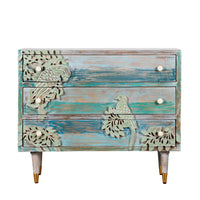 Bird Cabinet with Three Drawers (Light Blue)