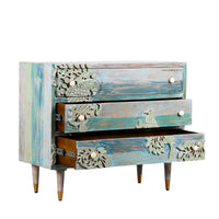 Bird Cabinet with Three Drawers (Light Blue)