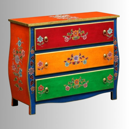 Flowe Wooden Handpainted Chest of Drawer Cabinet