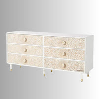 Tefea Wooden Carved Chest of Drawers (White)