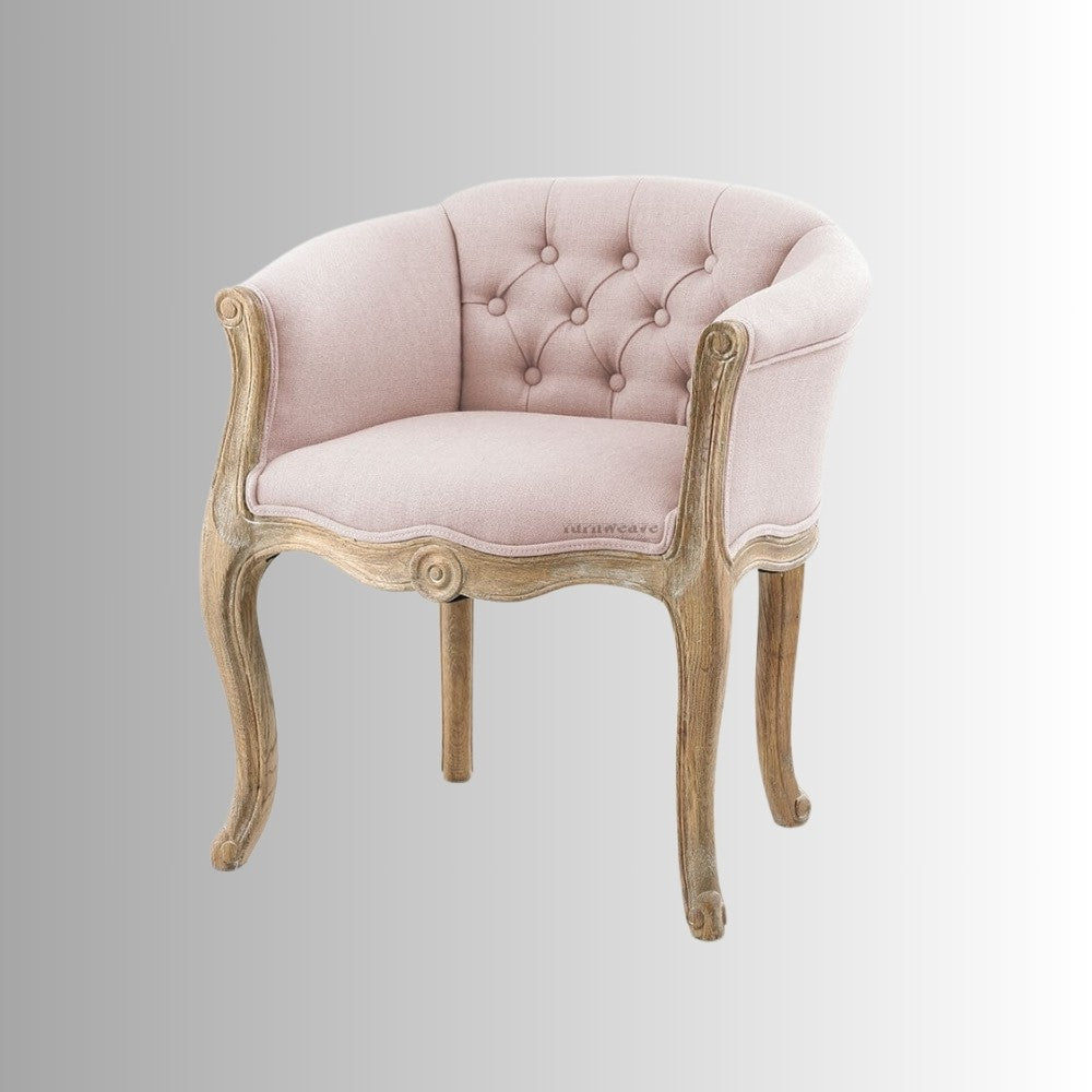 Shipa Wooden Upholstered Arm Chair Sofa (Light Pink Upholstery)