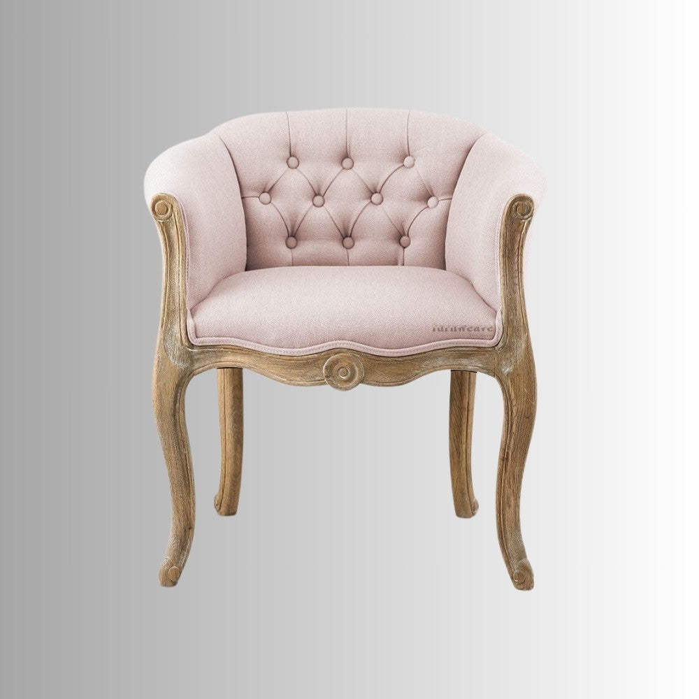 Shipa Wooden Upholstered Arm Chair Sofa (Light Pink Upholstery)