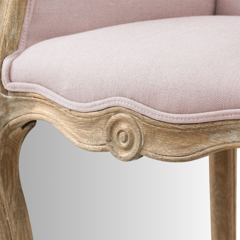 Shipa Wooden Upholstered Arm Chair Sofa (Light Pink Upholstery)