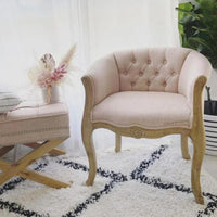 Shipa Wooden Upholstered Arm Chair Sofa (Light Pink Upholstery)