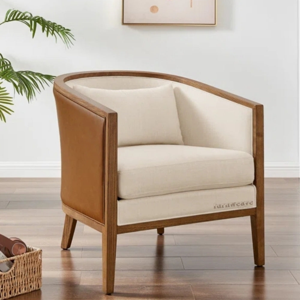 Khama Wooden Upholstered Lounge Chair