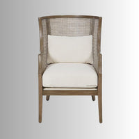 Jaga Wooden Accent Rattan Chair (Olive Walnut)