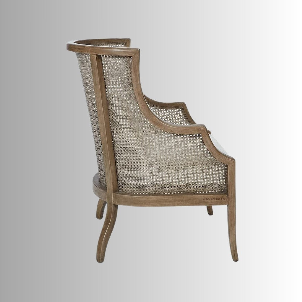 Jaga Wooden Accent Rattan Chair (Olive Walnut)