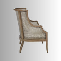 Jaga Wooden Accent Rattan Chair (Olive Walnut)