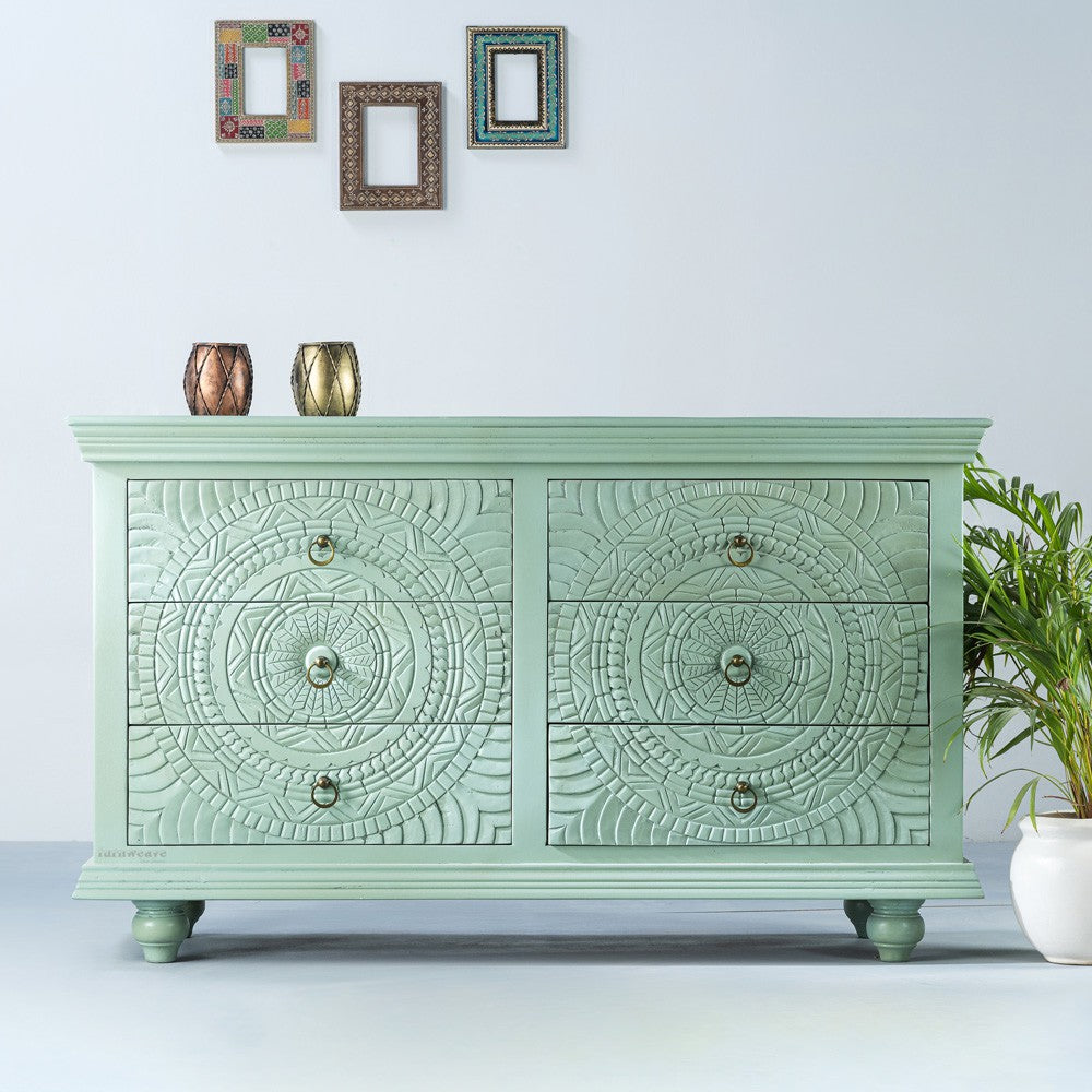 Wose Wooden Chest of Drawers (Light Green)