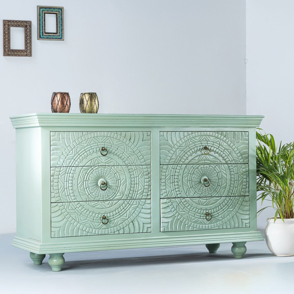 Wose Wooden Chest of Drawers (Light Green)