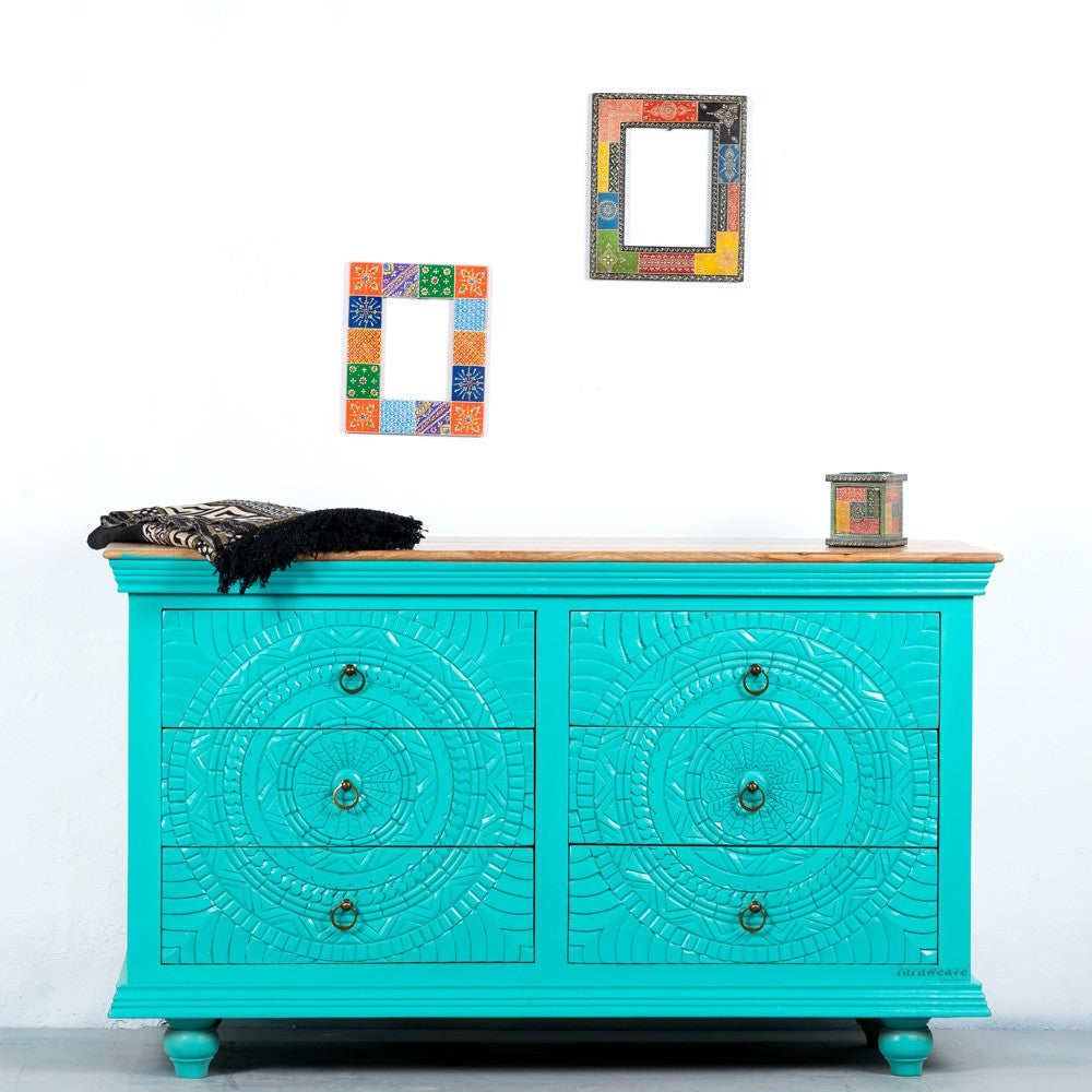 Wose Wooden Chest of Drawers(Blue Distress)