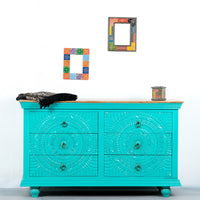 Wose Wooden Chest of Drawers(Blue Distress)