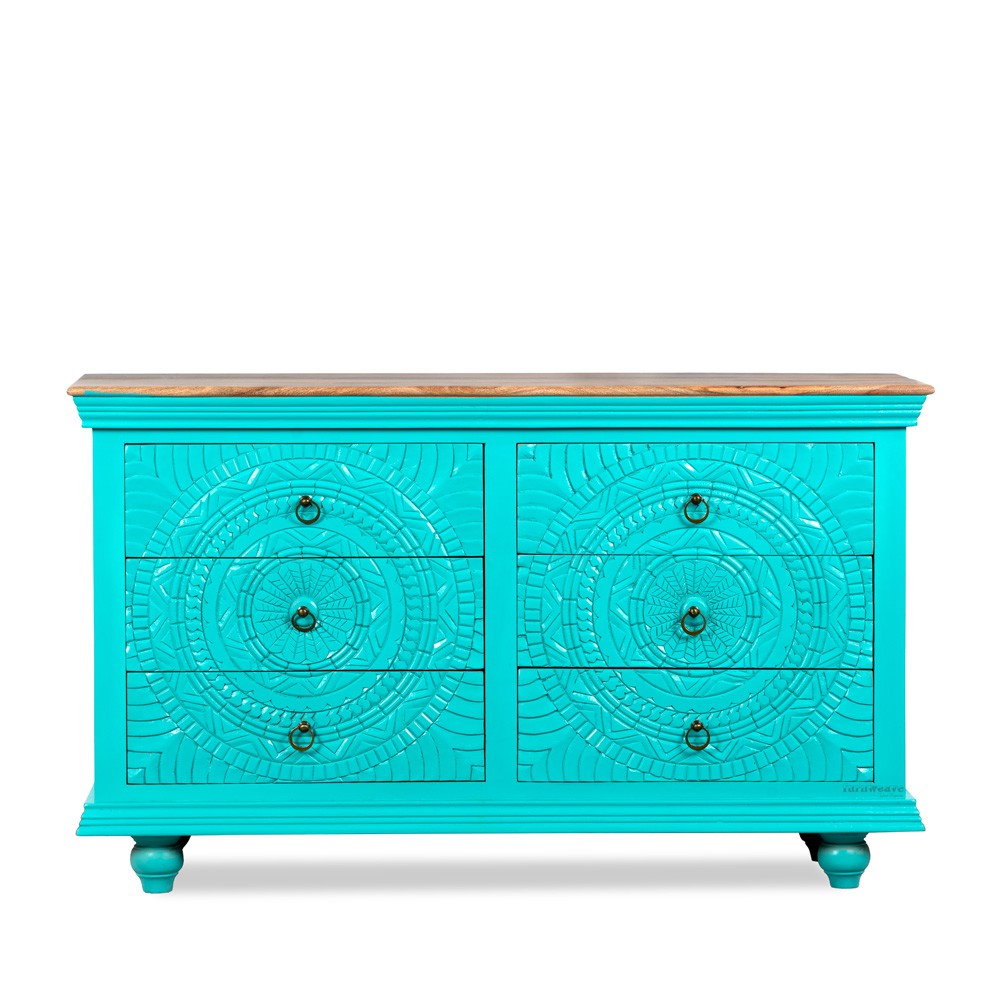 Wose Wooden Chest of Drawers(Blue Distress)