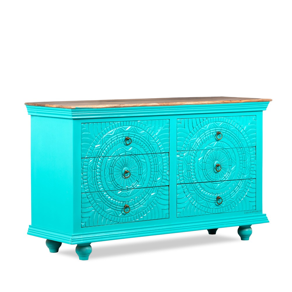 Wose Wooden Chest of Drawers(Blue Distress)